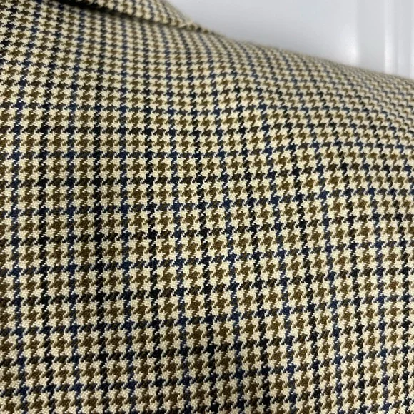 Brooks Brothers Loro Piano Wool Blazer Houndstooth Beige Sport Coat Size 41L